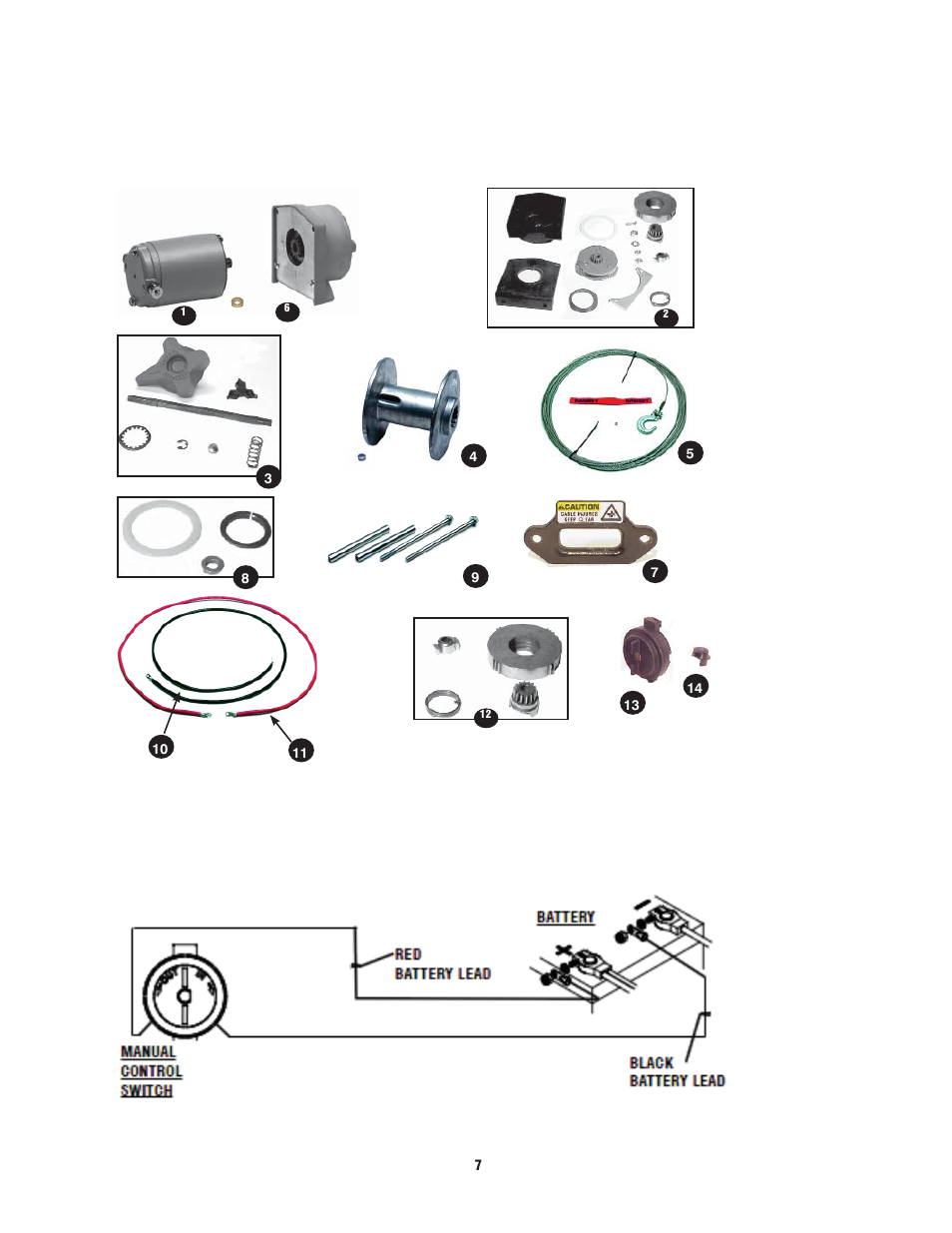 Ramsey badger 2500 parts (manual switch), Electrical schematic (manual switch) | Ramsey Winch BADGER 2500 User Manual | Page 7 / 8