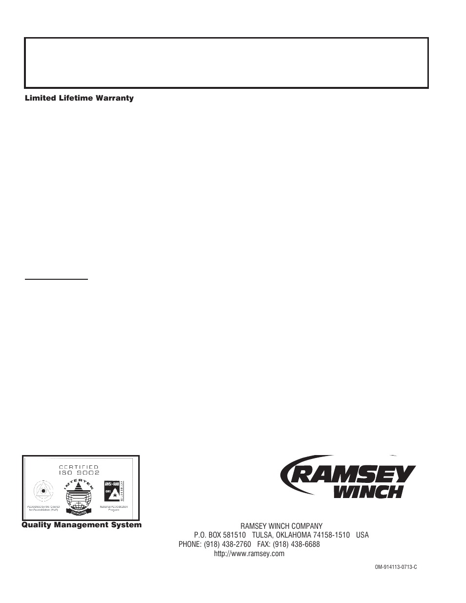 Ramsey Winch BADGER 2500 W_WIRELESS REMOTE User Manual | Page 10 / 10