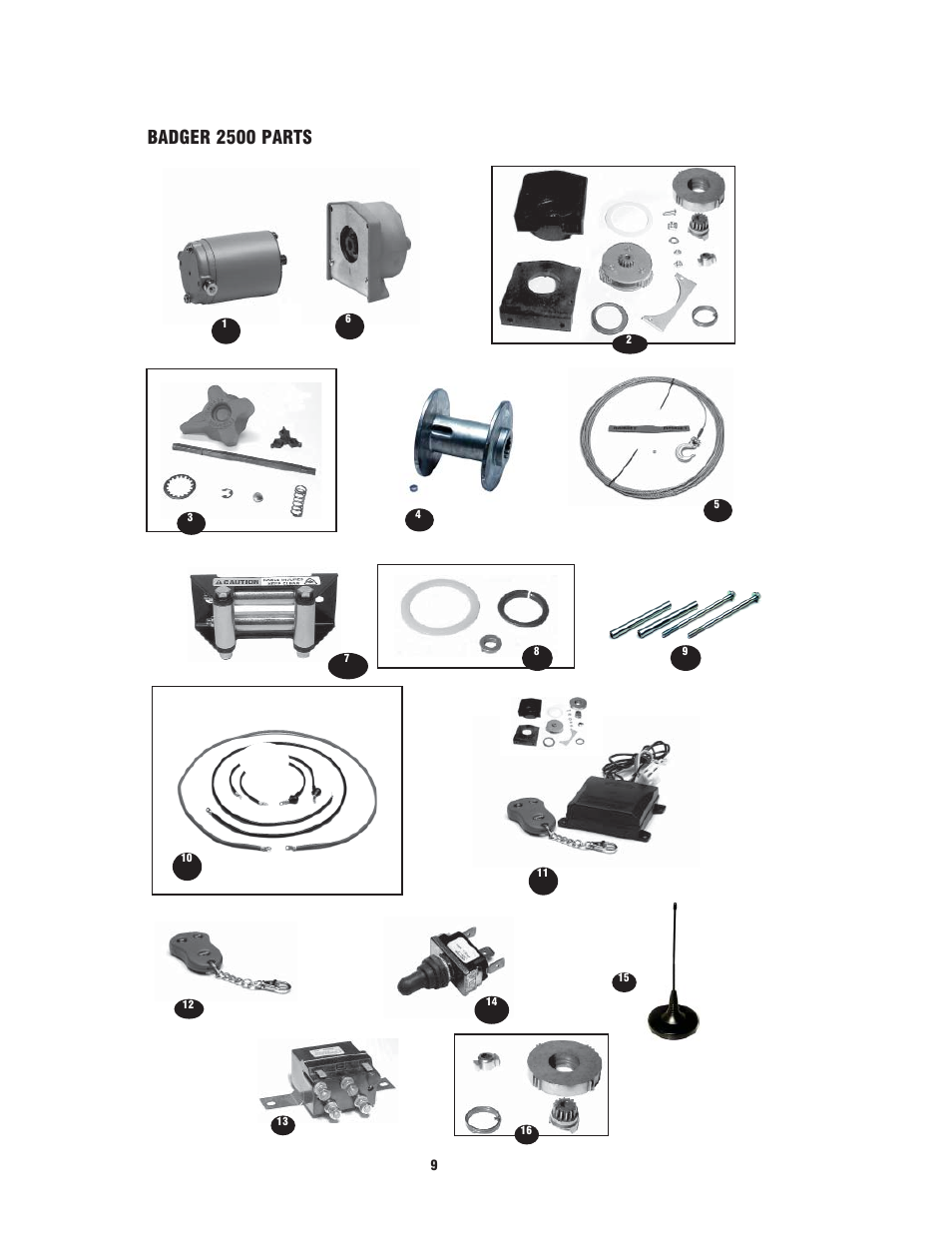 Badger 2500 parts | Ramsey Winch BADGER 2500 W_WIRELESS REMOTE User Manual | Page 9 / 10