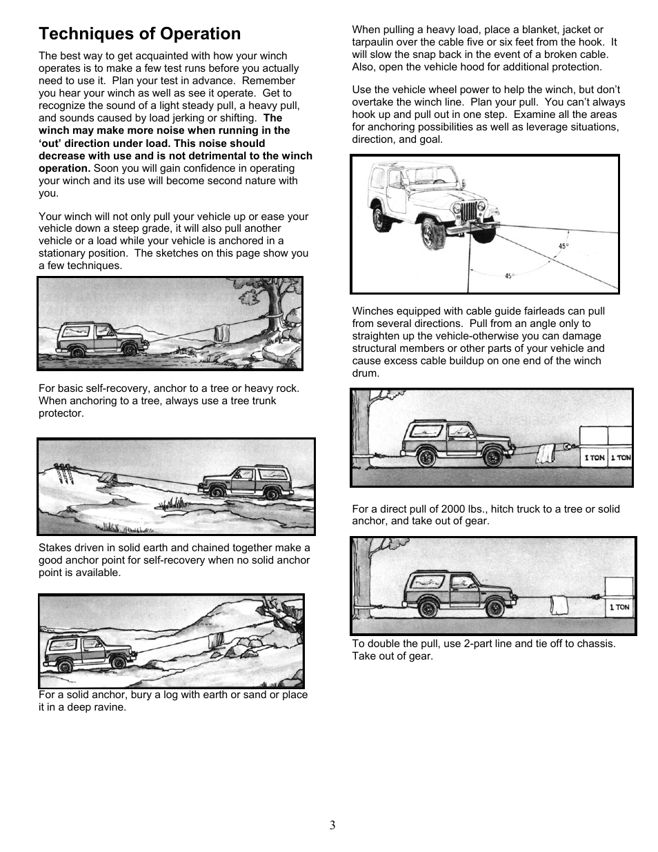 Techniques of operation | Ramsey Winch PATRIOT 12000 User Manual | Page 3 / 12