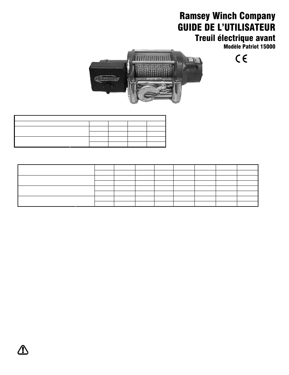 Ramsey winch company guide de l’utilisateur, Treuil électrique avant, Félicitations | Ramsey Winch PATRIOT 15000 User Manual | Page 13 / 42