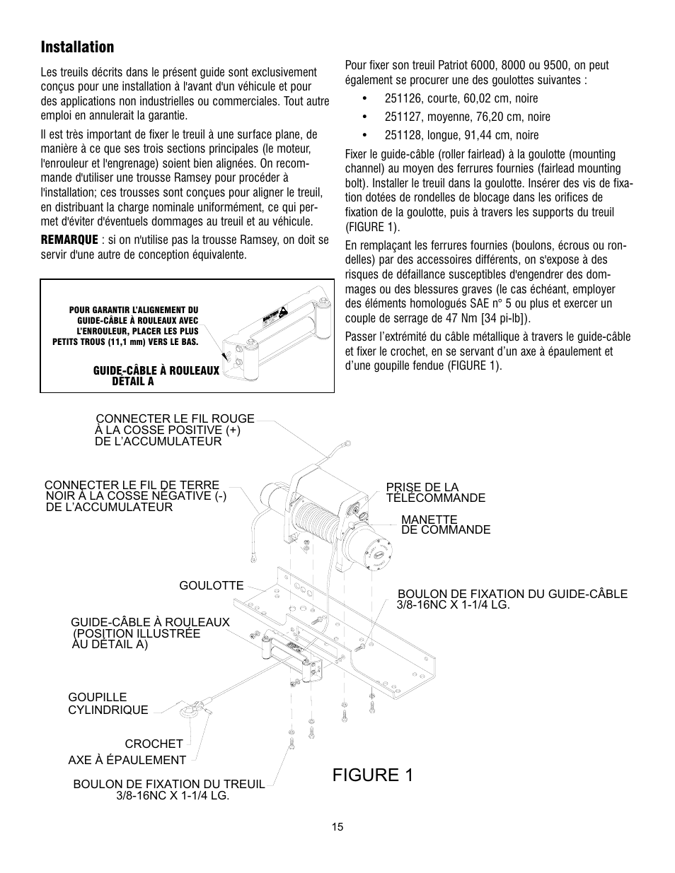 Figure 1, Installation | Ramsey Winch PATRIOT 6000, 8000 & 9500 User Manual | Page 17 / 46