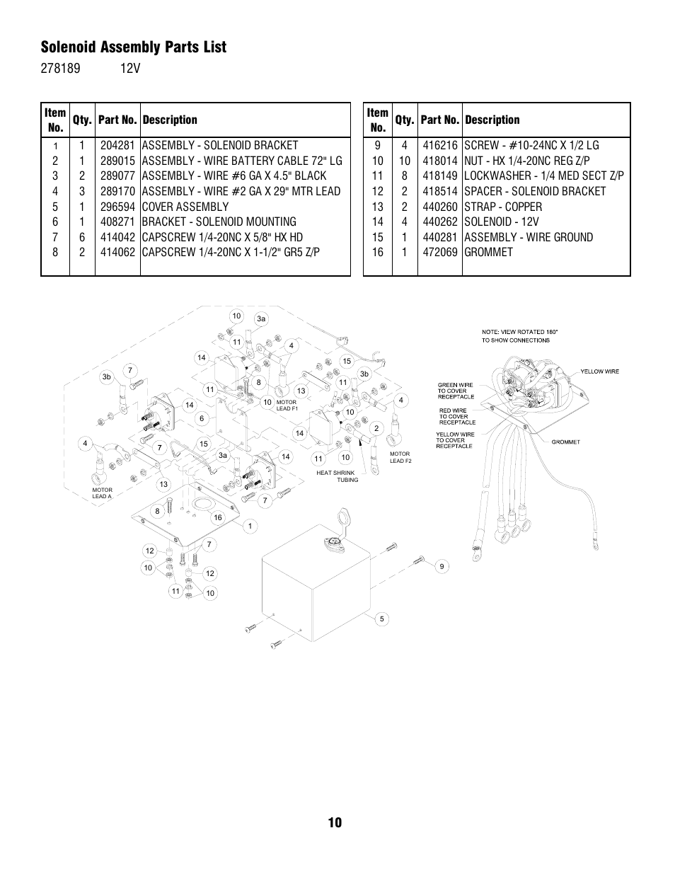 Solenoid assembly parts list | Ramsey Winch PATRIOT PROFILE 12000 User Manual | Page 10 / 11