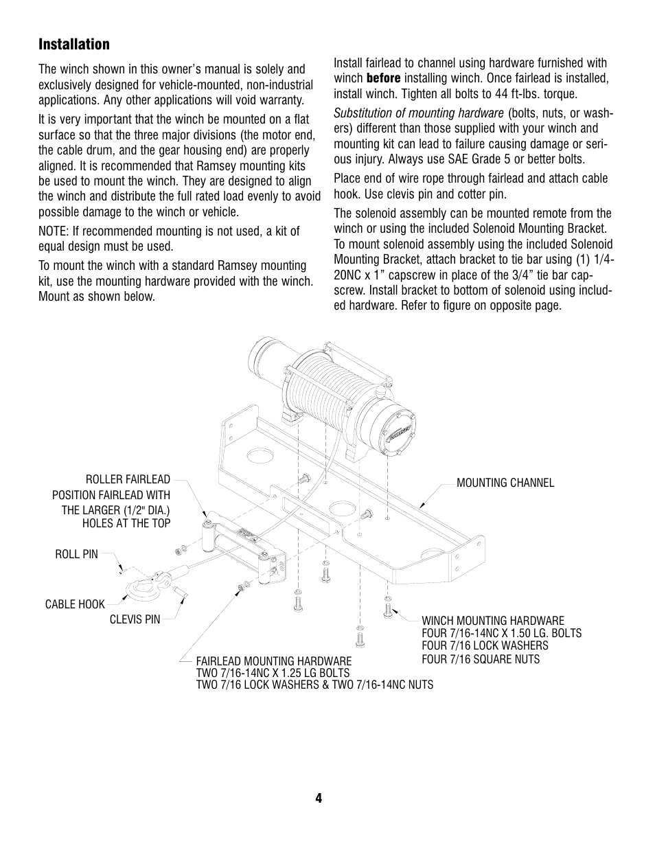 Installation | Ramsey Winch PATRIOT PROFILE 12000 User Manual | Page 4 / 11