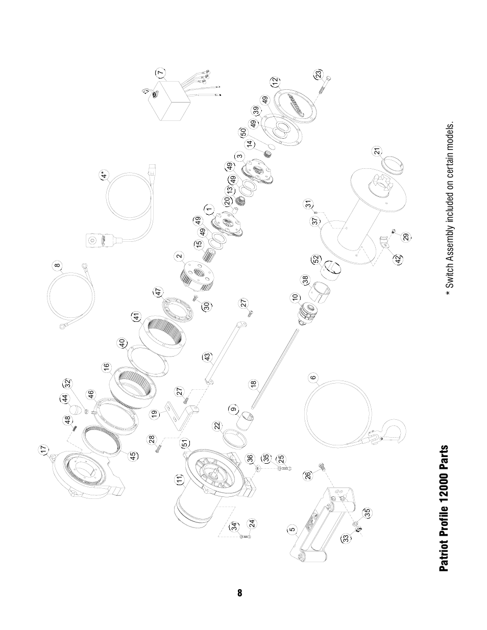 8* switch assembly included on cer tain models | Ramsey Winch PATRIOT PROFILE 12000 User Manual | Page 8 / 11