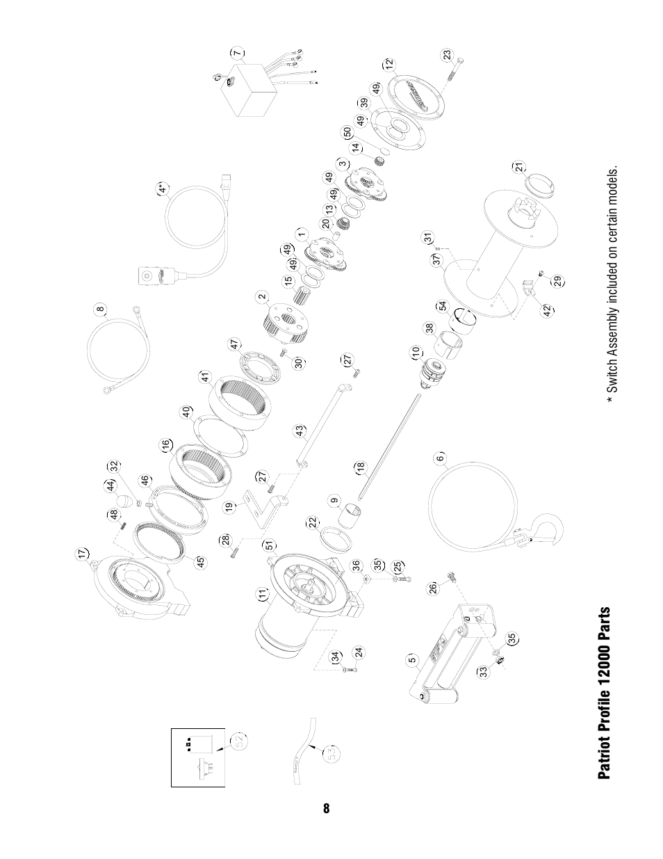 8* switch assembly included on cer tain models | Ramsey Winch PATRIOT PROFILE 12000 User Manual | Page 10 / 50