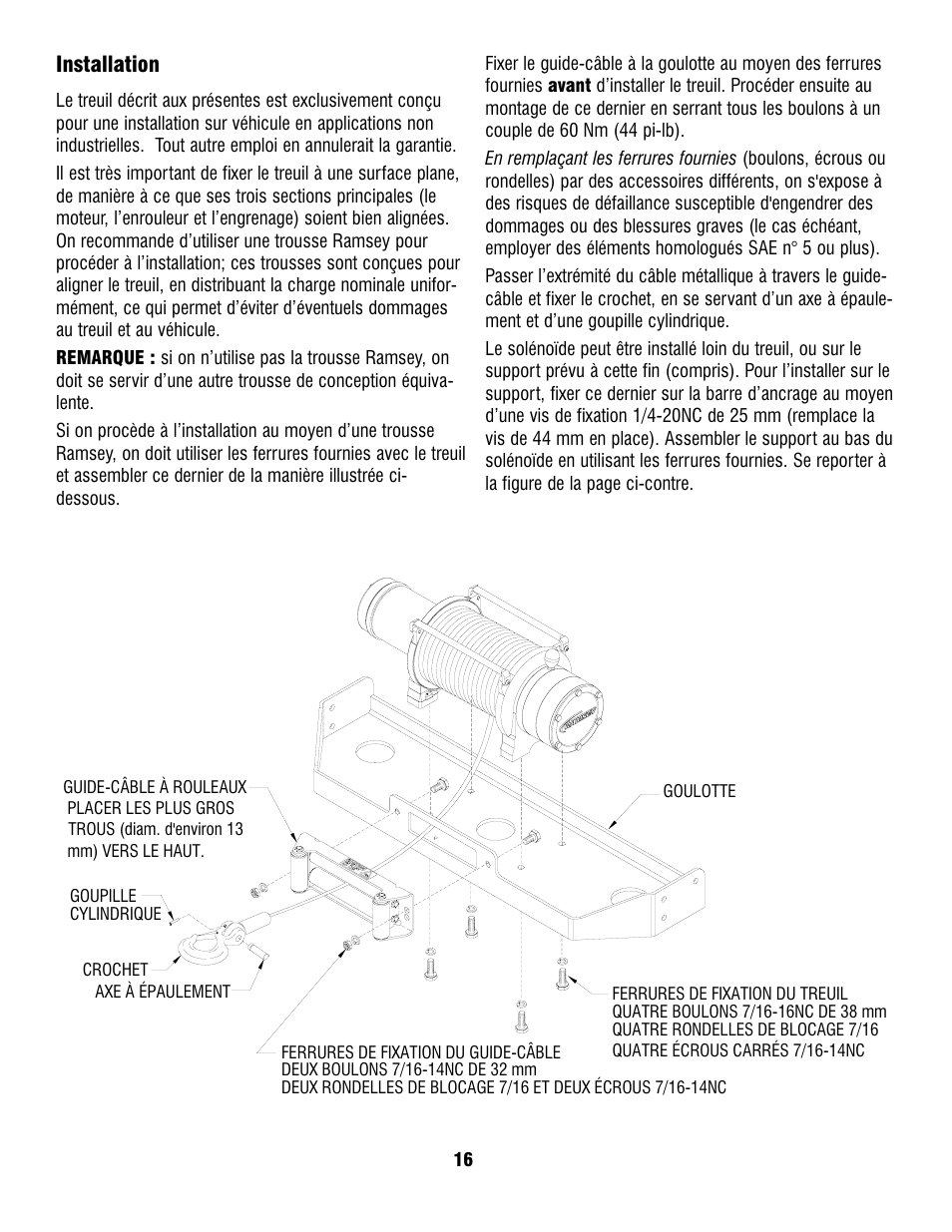 Installation | Ramsey Winch PATRIOT PROFILE 12000 User Manual | Page 18 / 50