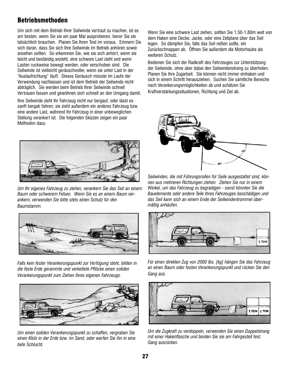 Betriebsmethoden | Ramsey Winch PATRIOT PROFILE 12000 User Manual | Page 29 / 50