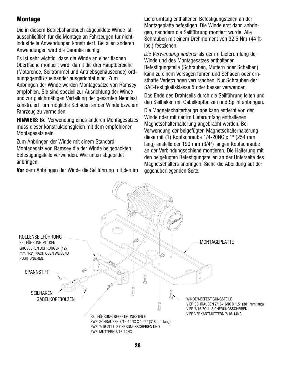 Montage | Ramsey Winch PATRIOT PROFILE 12000 User Manual | Page 30 / 50