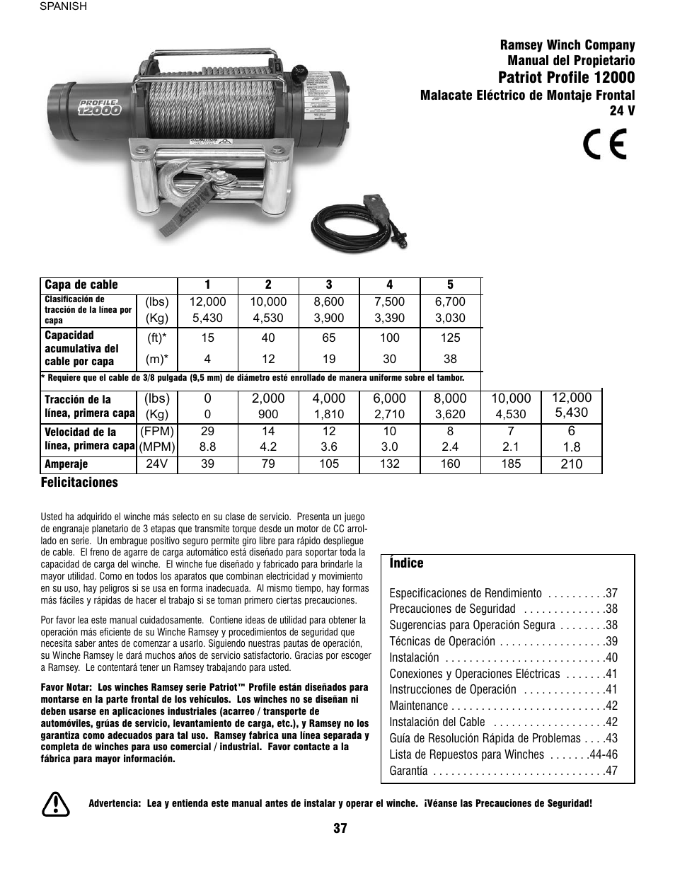 Ramsey Winch PATRIOT PROFILE 12000 User Manual | Page 39 / 50