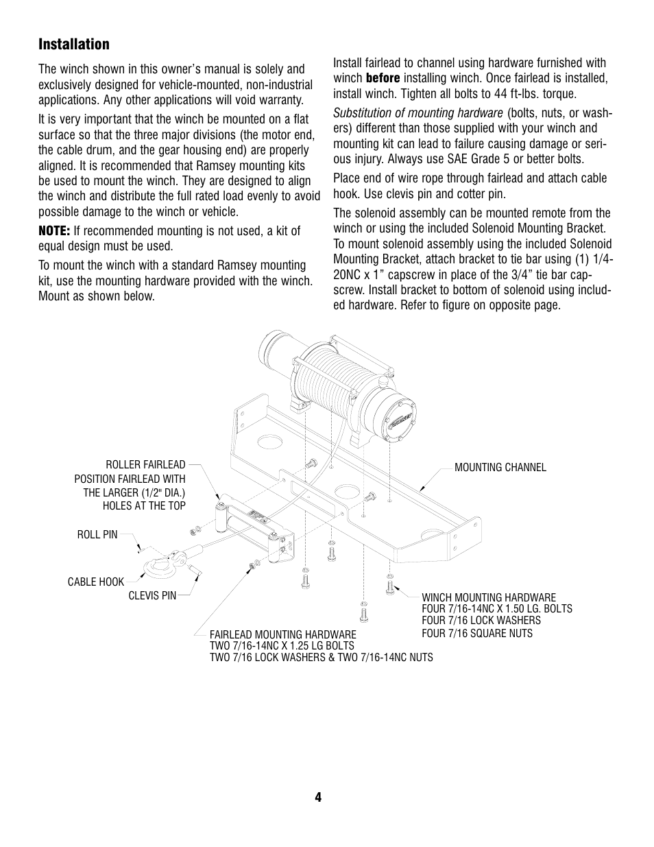 Installation | Ramsey Winch PATRIOT PROFILE 12000 User Manual | Page 6 / 50