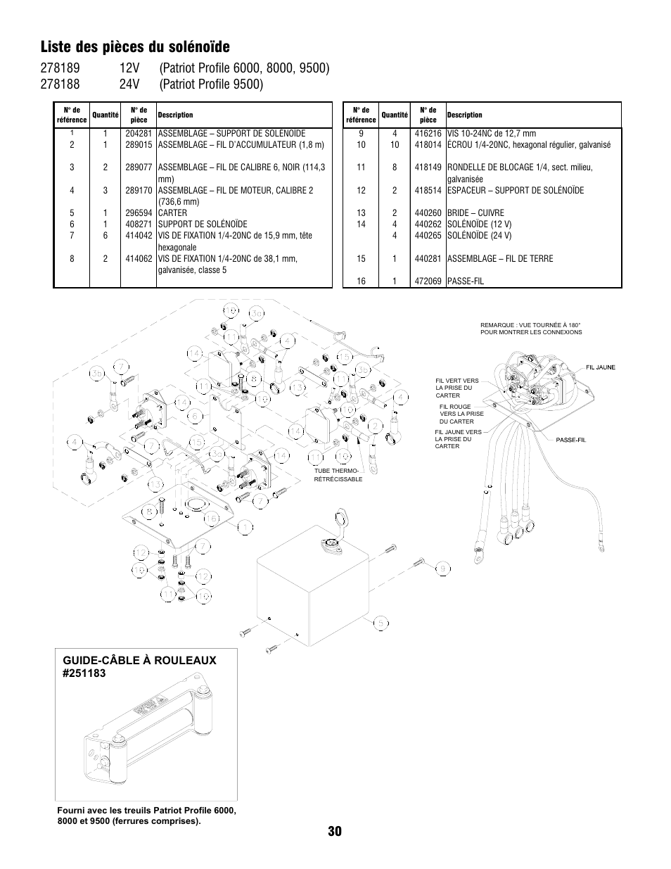 Liste des pièces du solénoïde | Ramsey Winch PATRIOT PROFILE 6000, 8000, & 9500 User Manual | Page 32 / 66