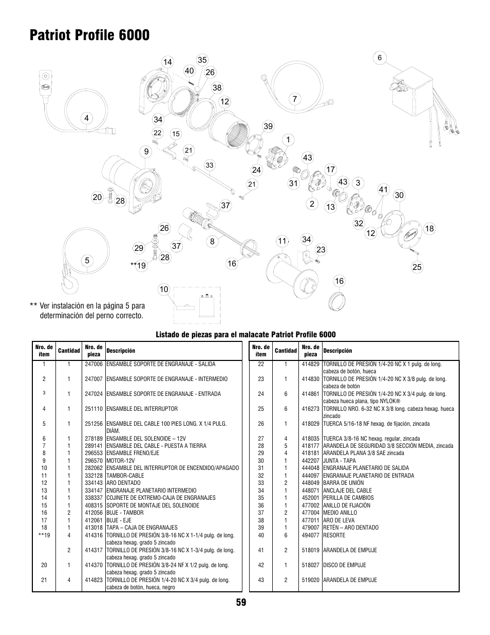 Patriot profile 6000 | Ramsey Winch PATRIOT PROFILE 6000, 8000, & 9500 User Manual | Page 61 / 66