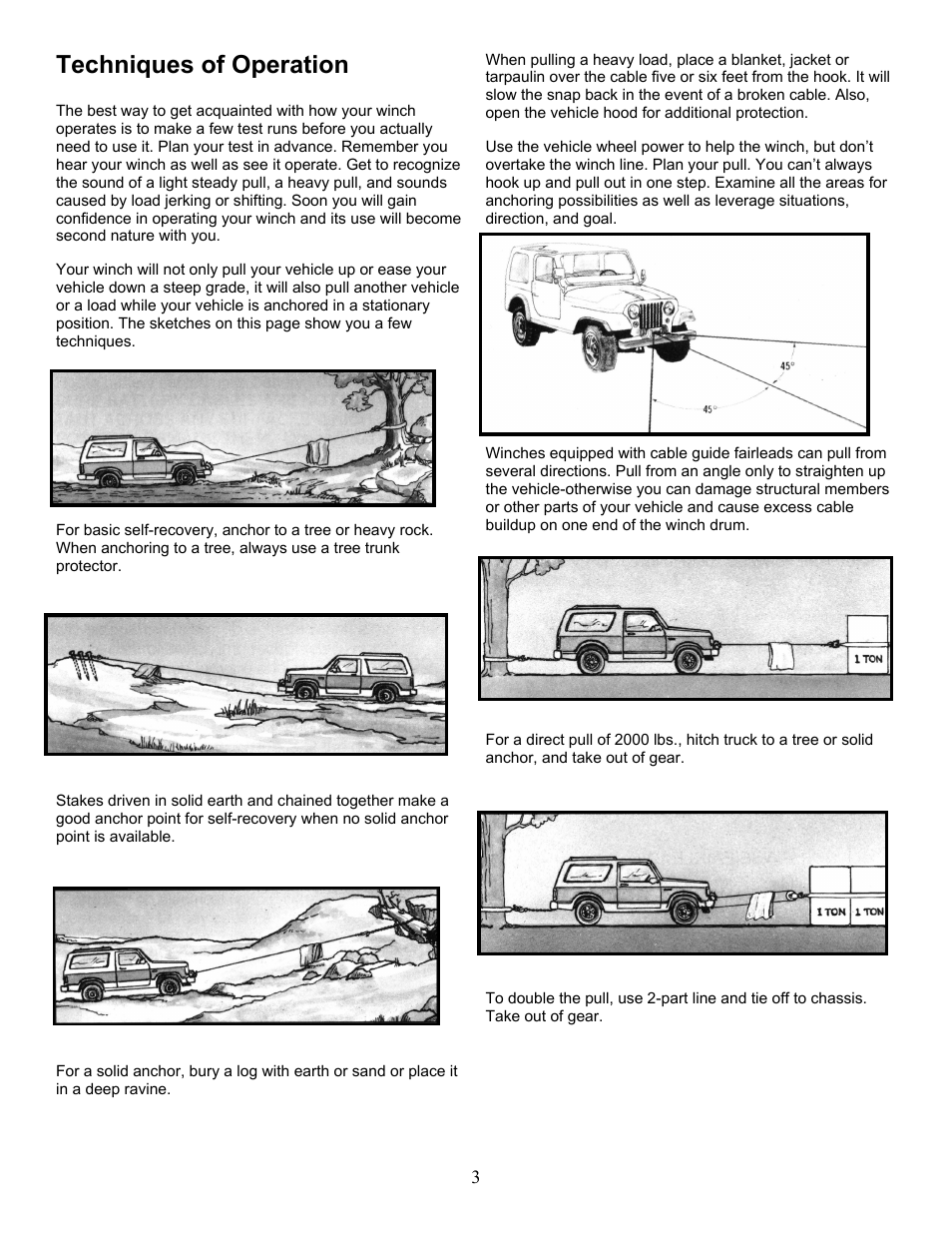 Techniques of operation | Ramsey Winch PLAT-9500 User Manual | Page 3 / 12