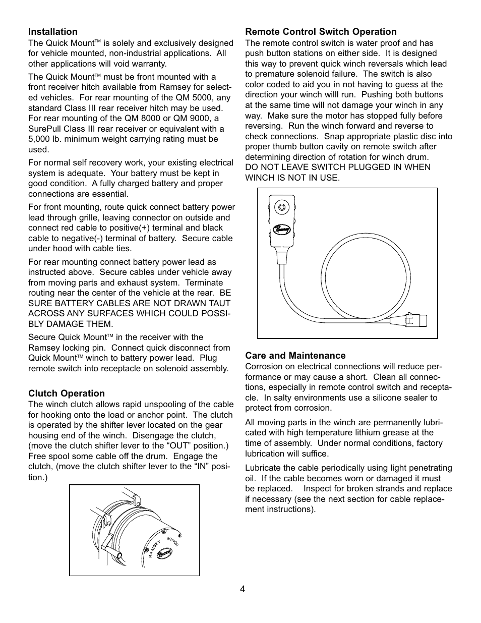 Ramsey Winch QM-5000_QM-8000_QM-9000 User Manual | Page 4 / 12