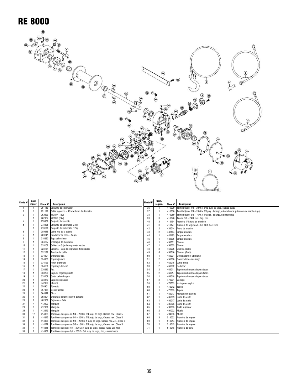 Re 8000 | Ramsey Winch RE 8000 & 12000 User Manual | Page 39 / 44