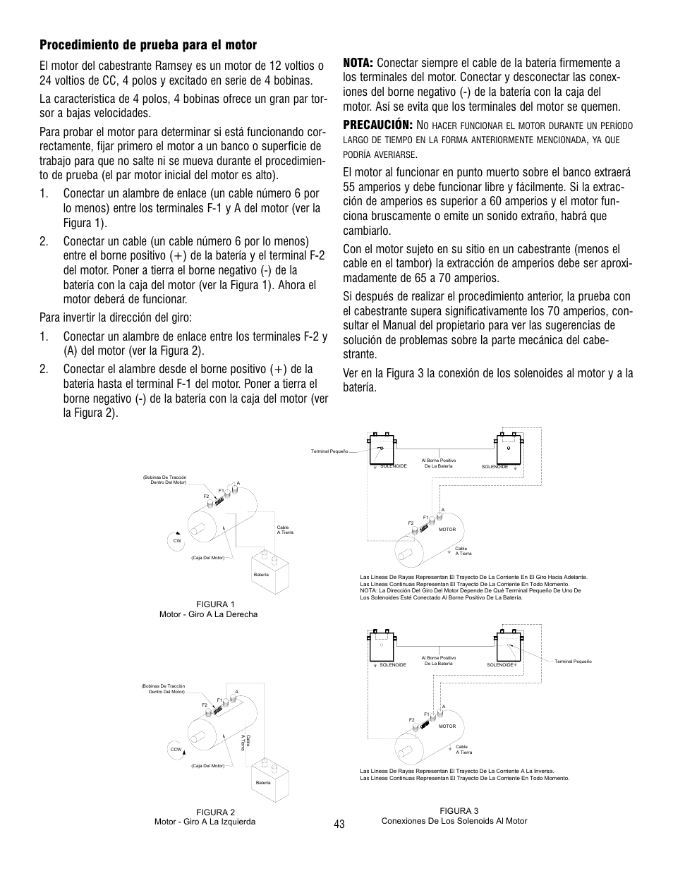 Procedimiento de prueba para el motor | Ramsey Winch RE 8000 & 12000 User Manual | Page 43 / 44