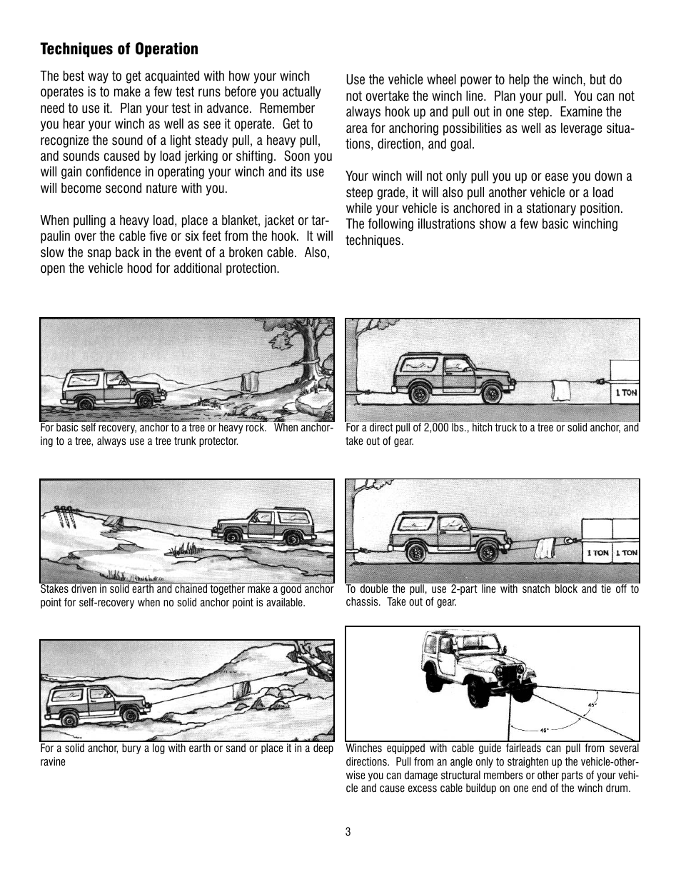 Techniques of operation | Ramsey Winch RE-8000/10000/12000/12000X User Manual | Page 3 / 12