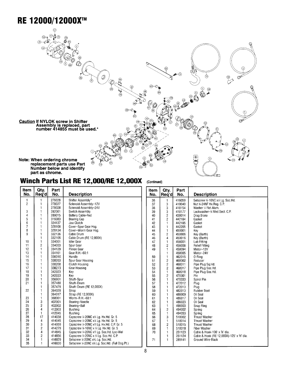 Ramsey Winch RE-8000/10000/12000/12000X User Manual | Page 8 / 12