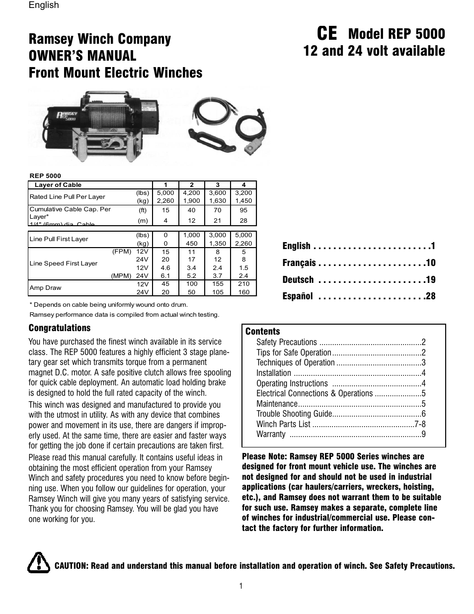 Ramsey Winch REP 5000 User Manual | 36 pages