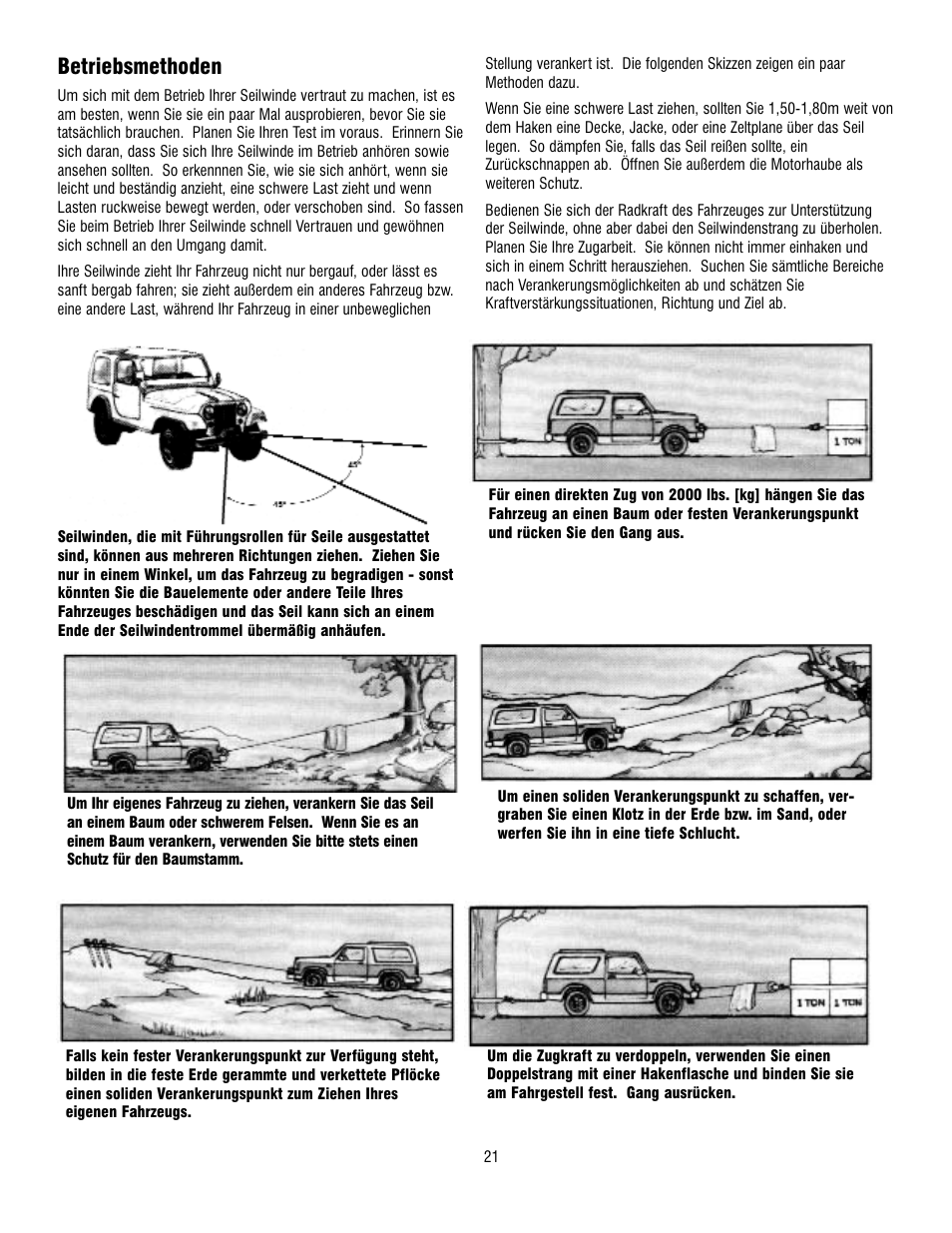 Betriebsmethoden | Ramsey Winch REP 5000 User Manual | Page 21 / 36