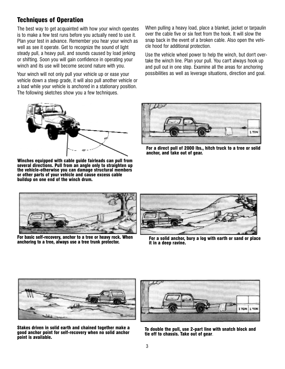 Techniques of operation | Ramsey Winch REP 5000 User Manual | Page 3 / 36