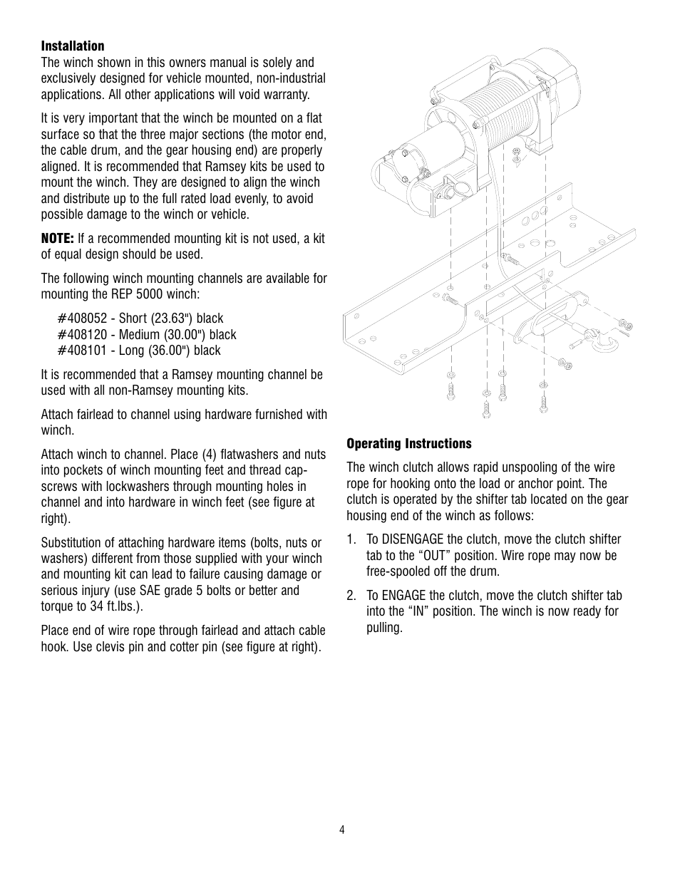 Ramsey Winch REP 5000 User Manual | Page 4 / 36