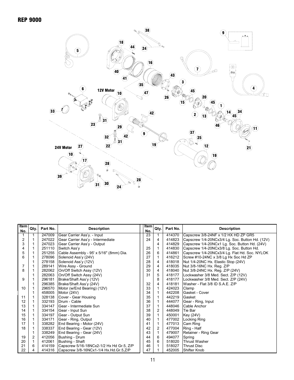 Rep 9000 | Ramsey Winch REP 8000 & 9000 User Manual | Page 13 / 58