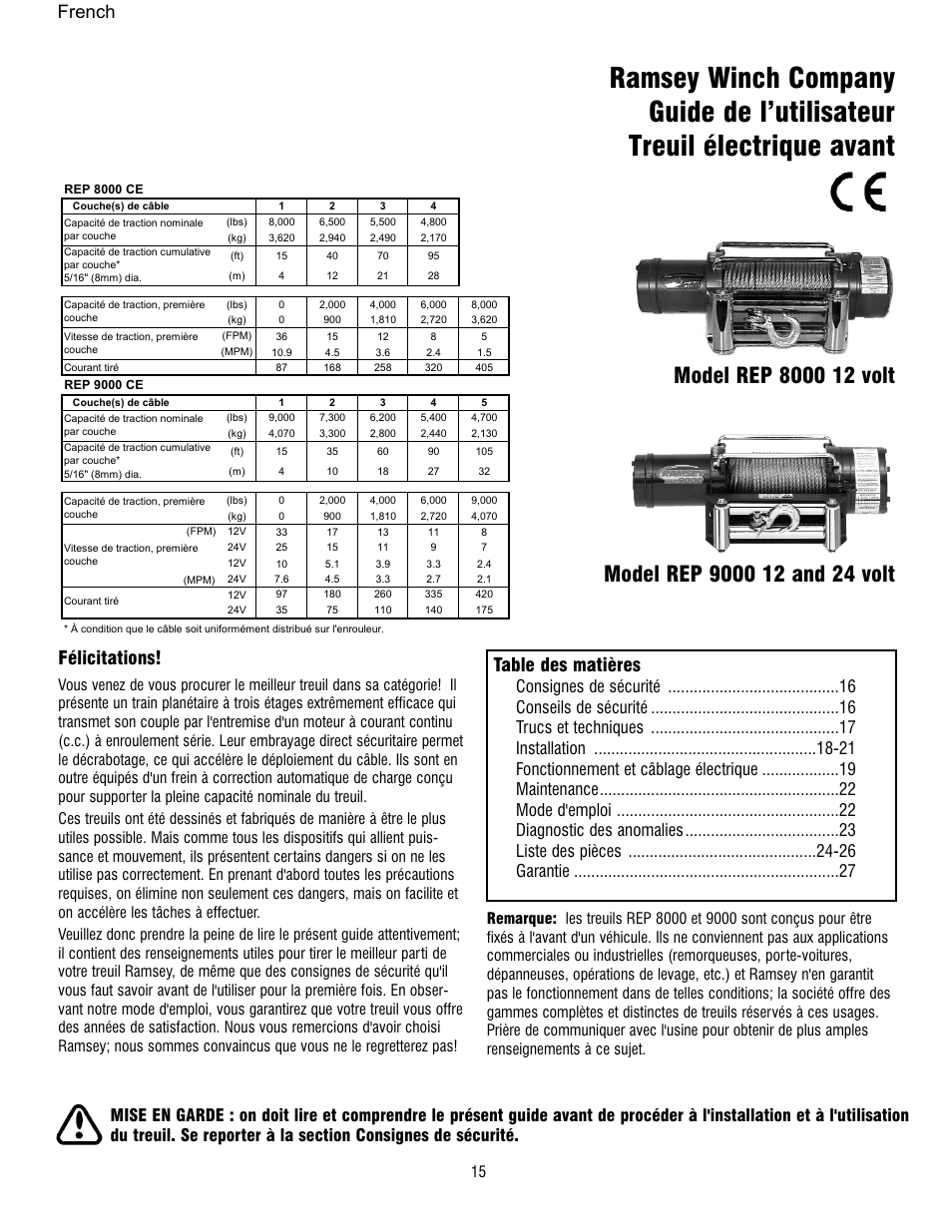 Ramsey Winch REP 8000 & 9000 User Manual | Page 17 / 58