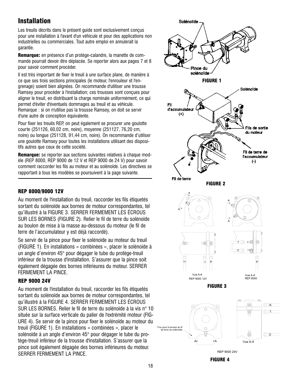 Installation, Figure 1 figure 2, Figure 4 figure 3 | Ramsey Winch REP 8000 & 9000 User Manual | Page 20 / 58