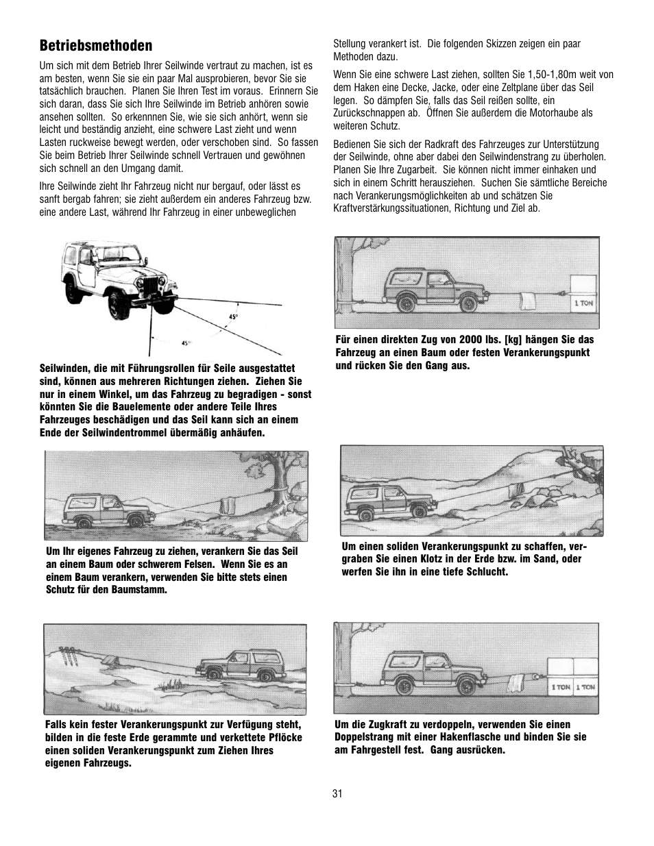 Betriebsmethoden | Ramsey Winch REP 8000 & 9000 User Manual | Page 33 / 58