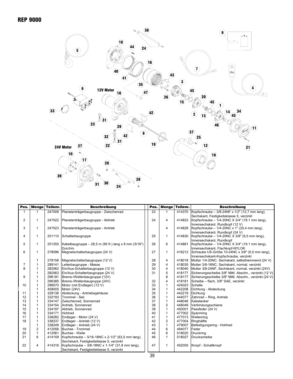 Rep 9000 | Ramsey Winch REP 8000 & 9000 User Manual | Page 41 / 58