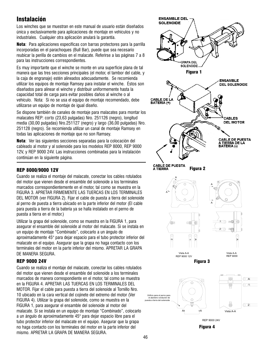 Instalación, Figura 4 46 figura 3 | Ramsey Winch REP 8000 & 9000 User Manual | Page 48 / 58