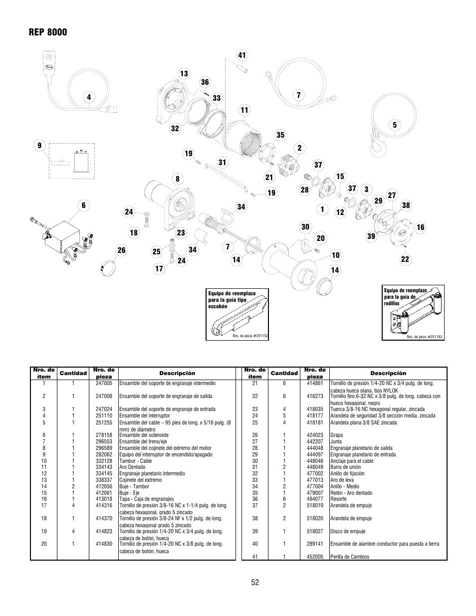 Rep 8000 | Ramsey Winch REP 8000 & 9000 User Manual | Page 54 / 58