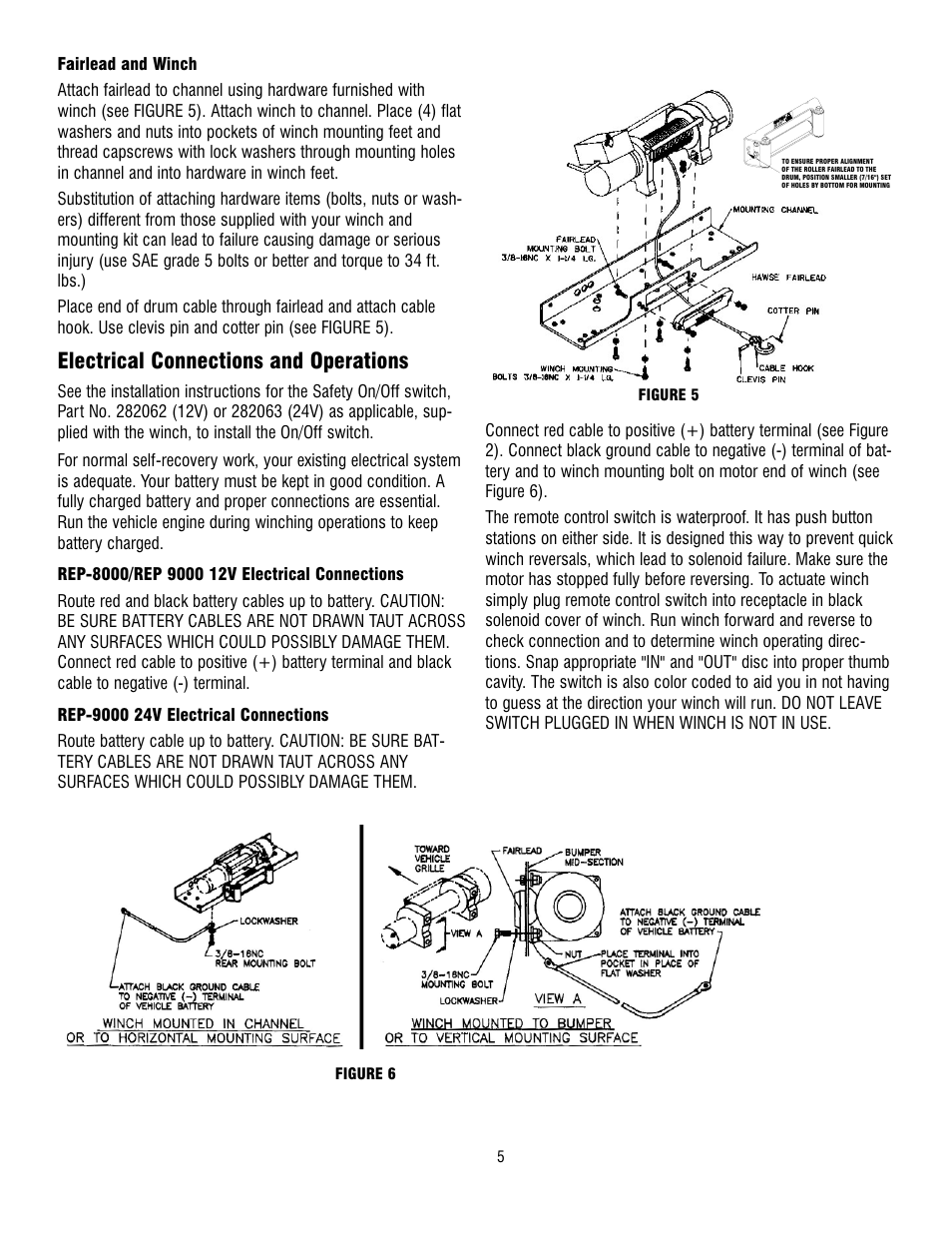 Electrical connections and operations | Ramsey Winch REP 8000 & 9000 User Manual | Page 7 / 58