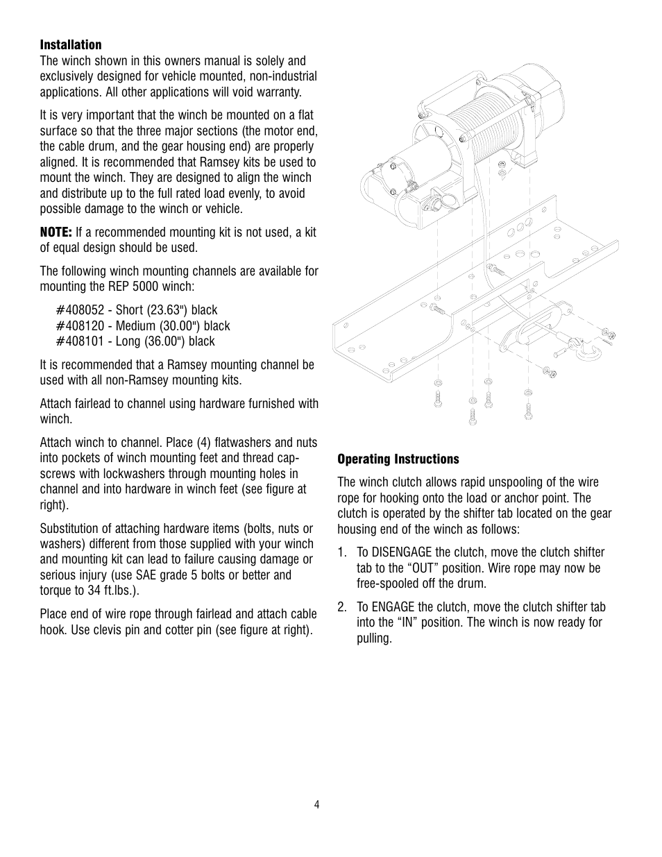 Ramsey Winch REP 5000 User Manual | Page 4 / 12