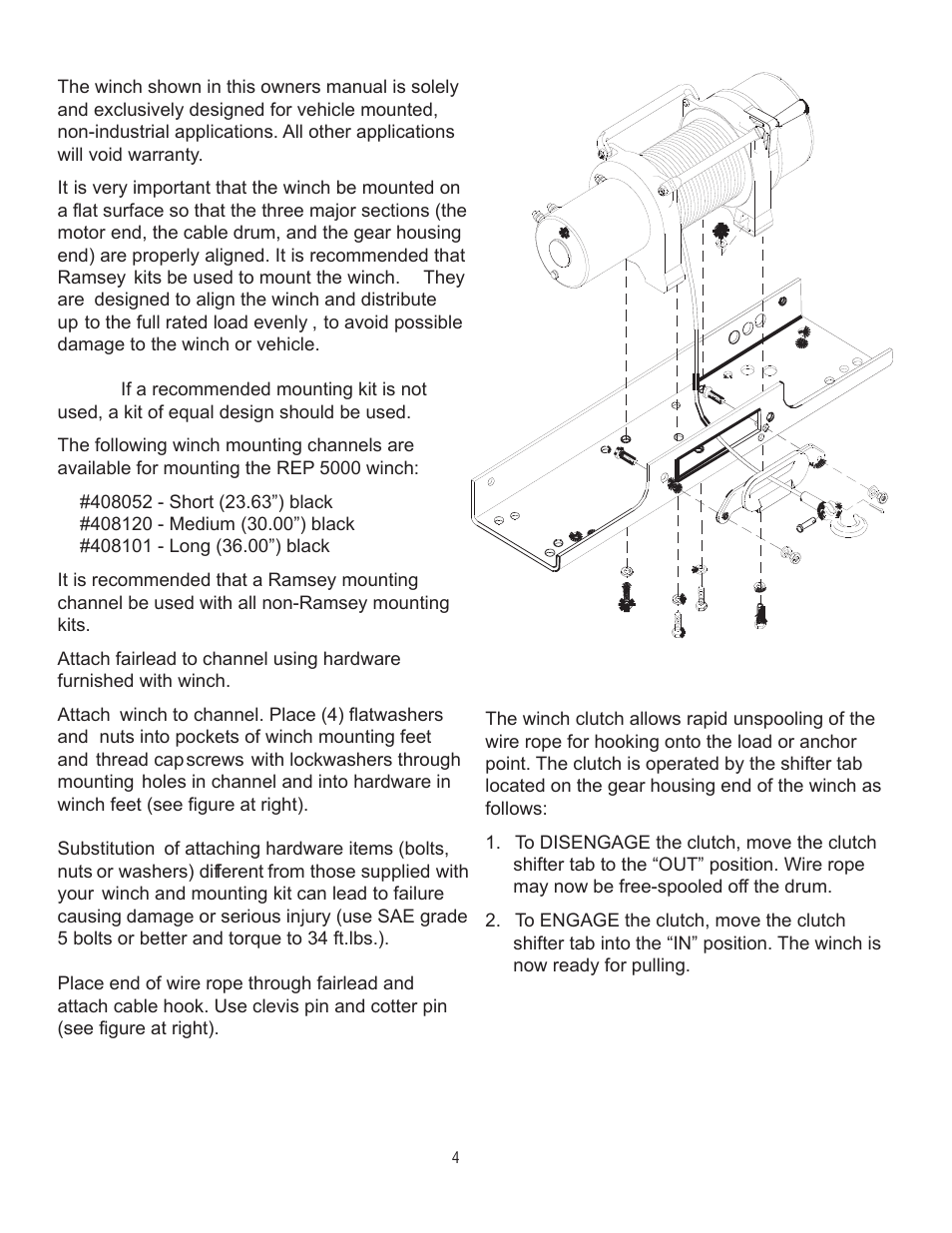 Ramsey Winch REP-5000 (SERIES WOUND MOTOR) User Manual | Page 4 / 10