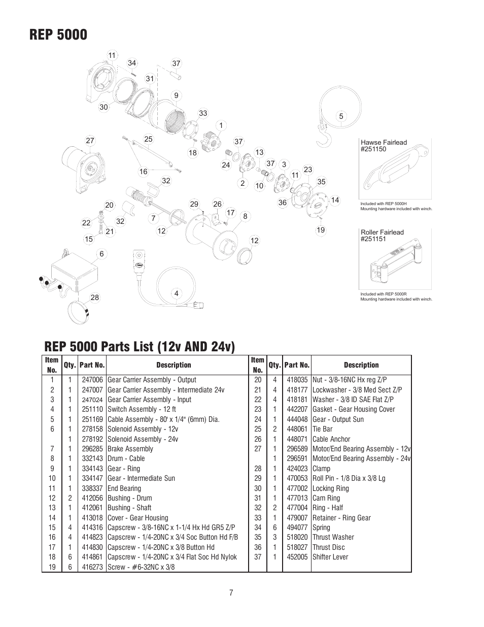 Rep 5000 | Ramsey Winch REP-5000 (SERIES WOUND MOTOR) User Manual | Page 7 / 10