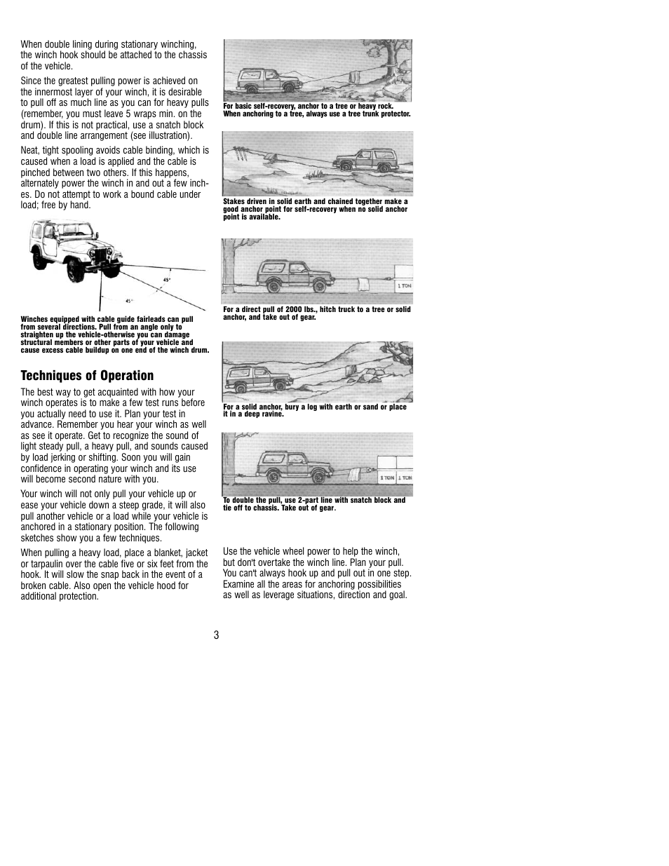 Techniques of operation | Ramsey Winch REP-6000/8000/9000 User Manual | Page 3 / 16