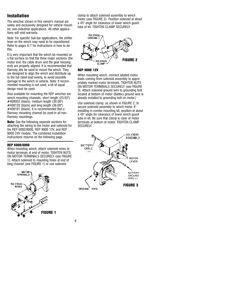 Installation | Ramsey Winch REP-6000/8000/9000 User Manual | Page 4 / 16