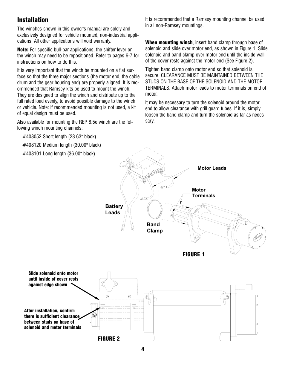 Installation | Ramsey Winch REP-8.5e User Manual | Page 4 / 12