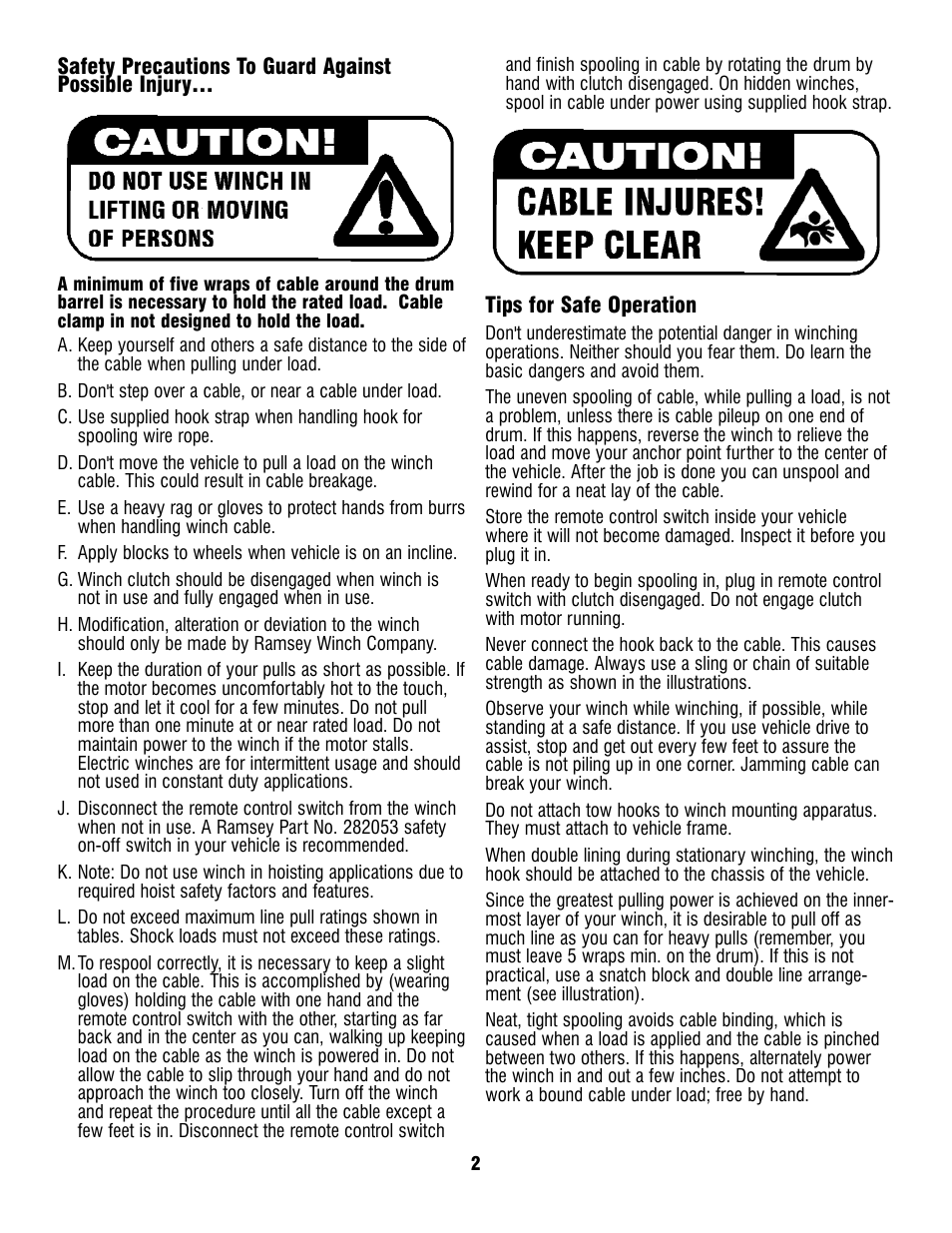 Ramsey Winch REP-8000e User Manual | Page 2 / 12