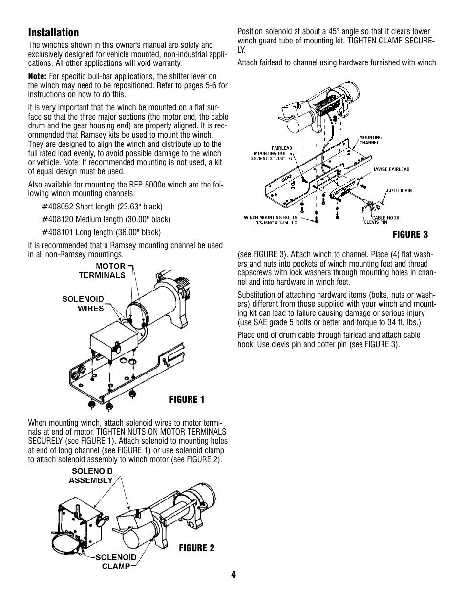 Installation | Ramsey Winch REP-8000e User Manual | Page 4 / 12