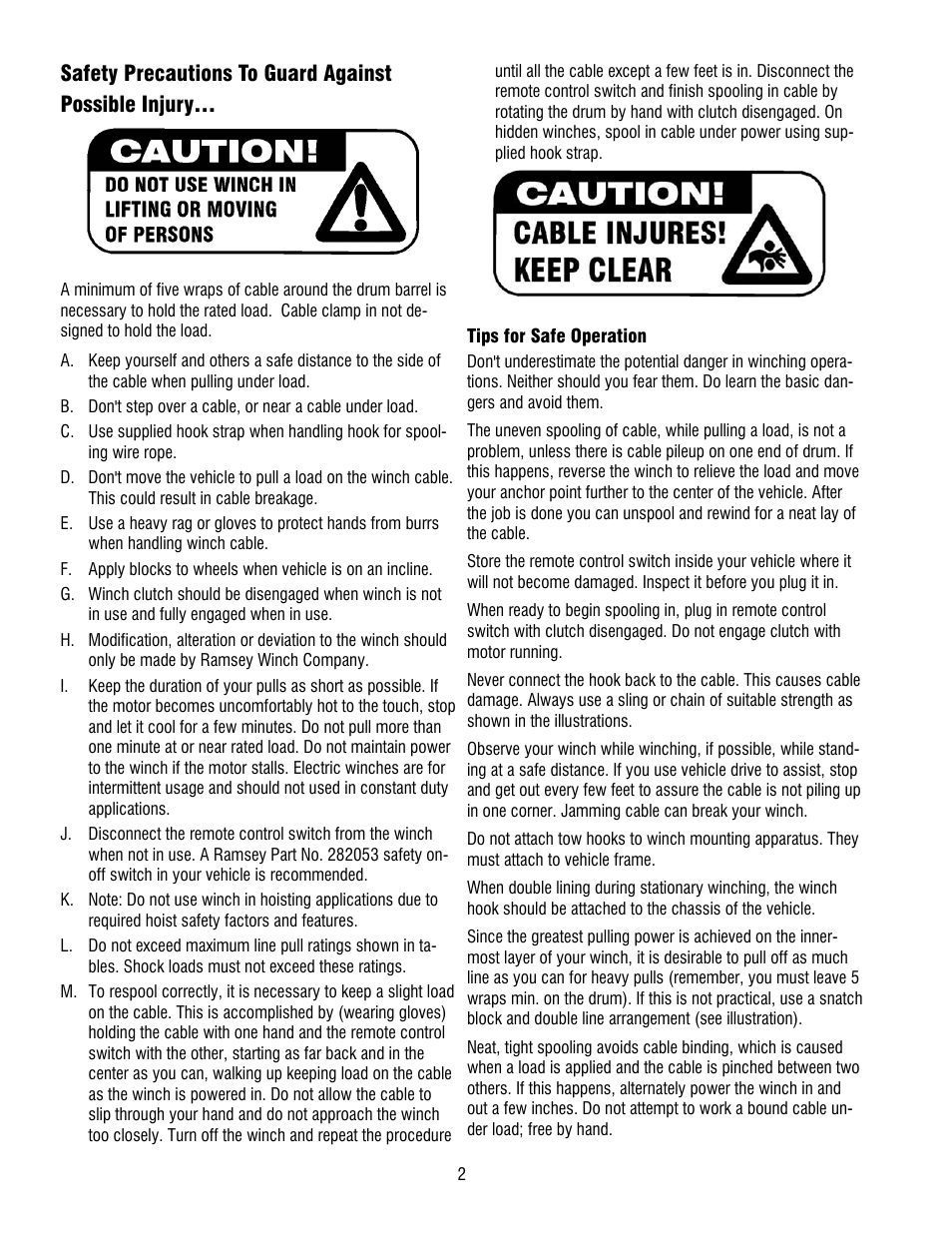 Ramsey Winch REP-9.5e User Manual | Page 2 / 12