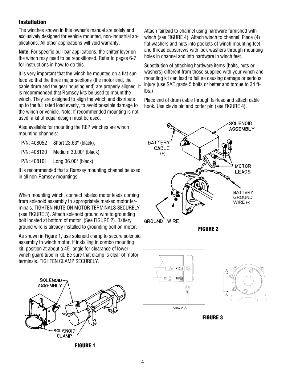 Installation | Ramsey Winch REP-9.5e User Manual | Page 4 / 12