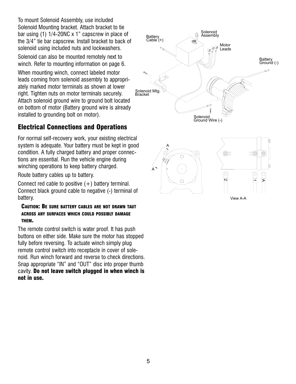 Electrical connections and operations | Ramsey Winch TRIPLE X User Manual | Page 5 / 16