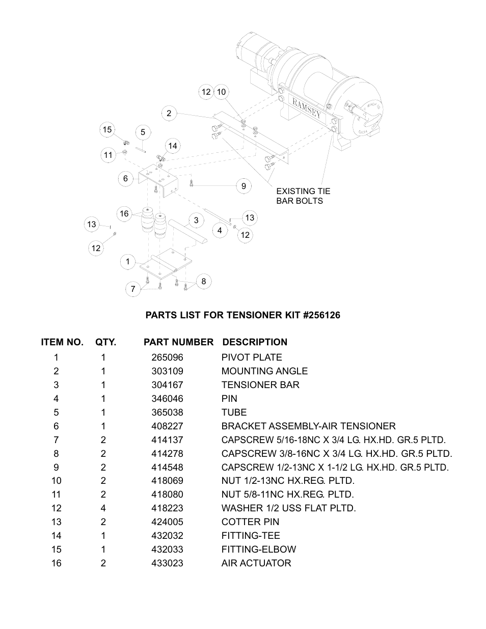 Ramsey Winch CABLE TENSIONER AIR ACTUATED RPH 35000 256126 User Manual | Page 2 / 2