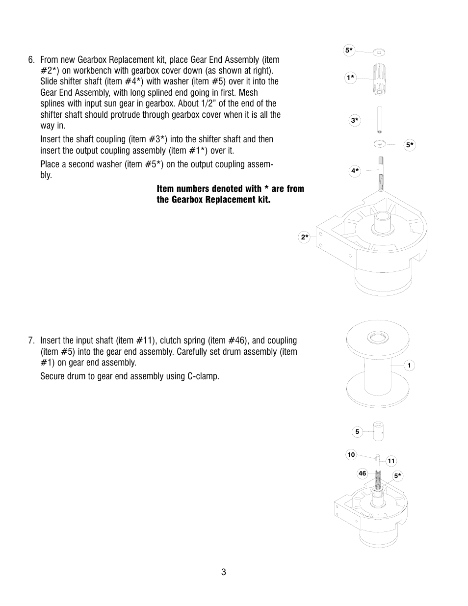 Ramsey Winch GEARBOX REPLACEMENT KIT RAMSEY/AUBURN TO QGBX RPH20/25 256115 User Manual | Page 3 / 8