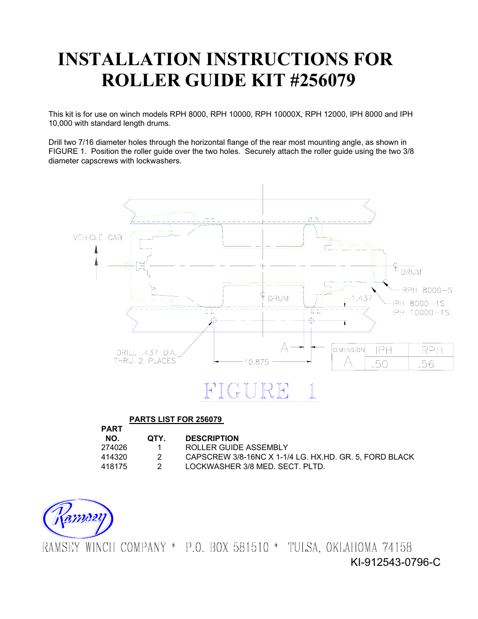 Ramsey Winch ROLLER GUIDE 256079 User Manual | 1 page