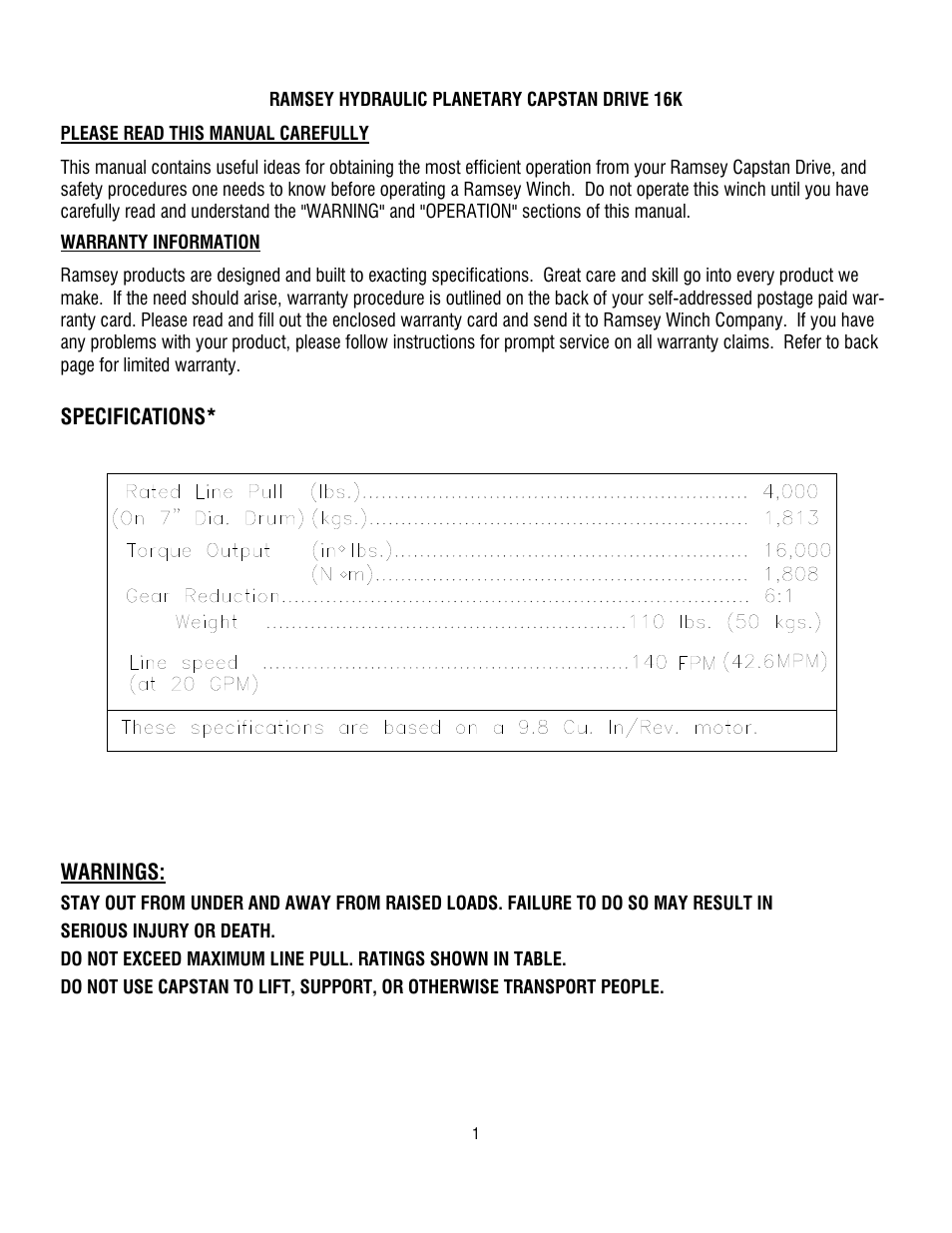 Ramsey Winch 16K Capstan User Manual | Page 3 / 16